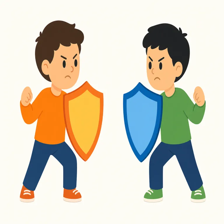 enemy（敵・名詞）の覚え方イラスト — 名詞の enemy は「勝敗や安全に直接かかわる相手」として押さえると使い分けやすくなります