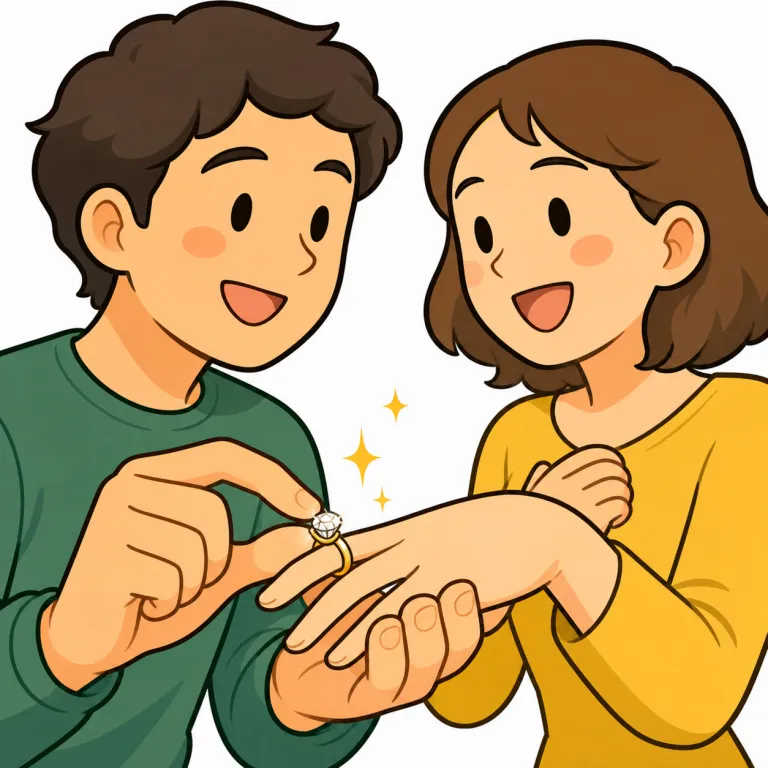 engage（婚約する・verb）の覚え方イラスト