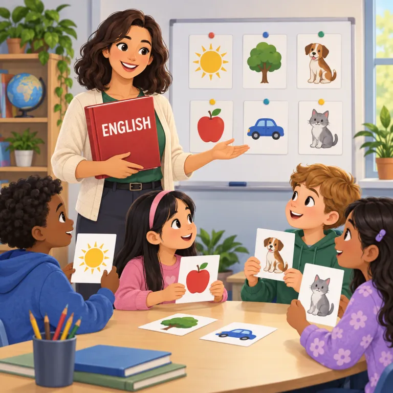 English（英語の・adjective）の覚え方イラスト