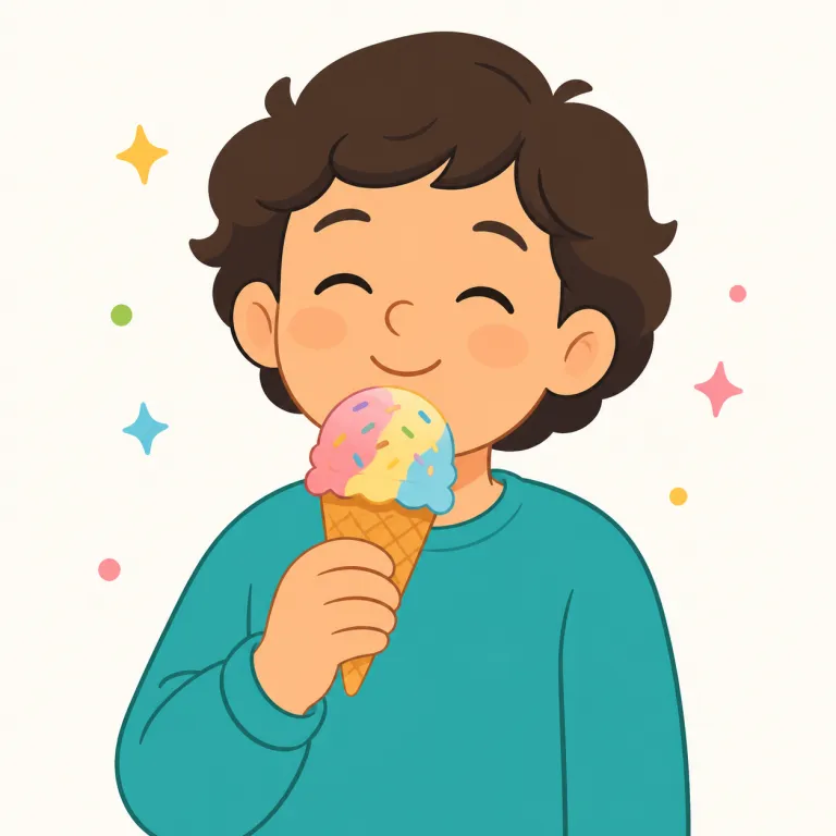 enjoy（楽しむ・動詞）の覚え方イラスト — enjoy は「活動や経験から喜びや満足を得る」と覚えます