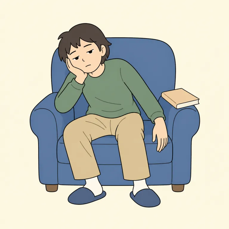 ennui（倦怠感、退屈による無気力・noun）の覚え方イラスト