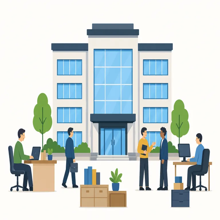enterprise（企業・名詞）の覚え方イラスト — この意味の enterprise は「事業」ではなく、事業を行う組織としての「企業」を指します
