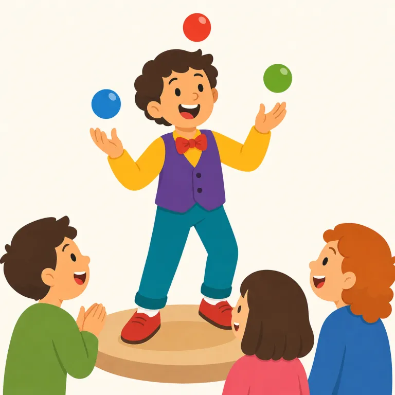 entertain（楽しませる・動詞）の覚え方イラスト — entertain は entertainment「娯楽」から戻って考えると、人を退屈させず楽しい時間にする動詞として覚えやすいです