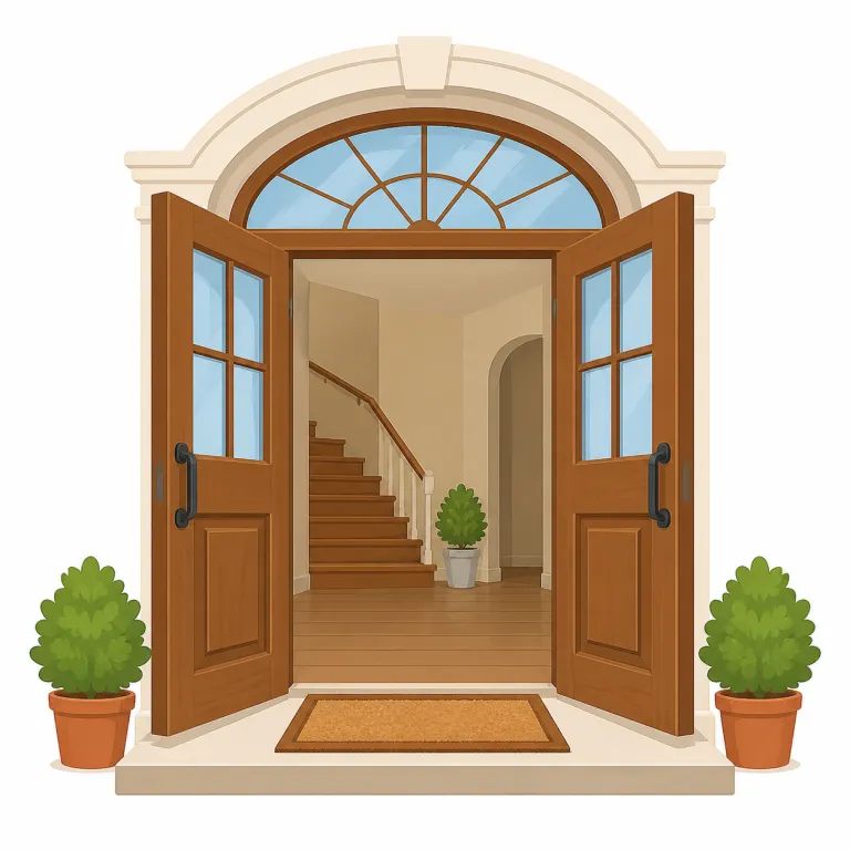 entrance（入口・名詞）の覚え方イラスト — enter「入る」+ -ance と見れば「入るための場所」