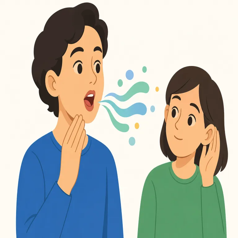 enunciate（発音する・動詞）の覚え方イラスト — announce と語形が近く、どちらも「はっきり伝える」感覚を持つと覚えると残りやすいです