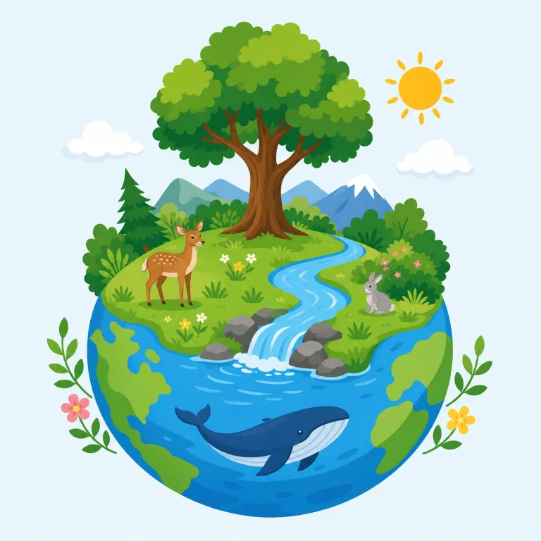 environment（環境・名詞）の覚え方イラスト — この entry の environment は、自然や社会を取り巻く「環境」という意味に注目するものです