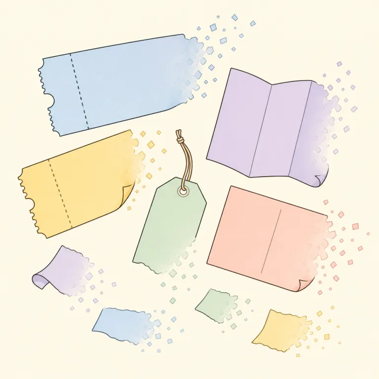 ephemera（一時的なもの、使い捨ての印刷物・名詞）の覚え方イラスト — まず ephemeral「はかない・短命な」を軸に覚えると定着しやすい