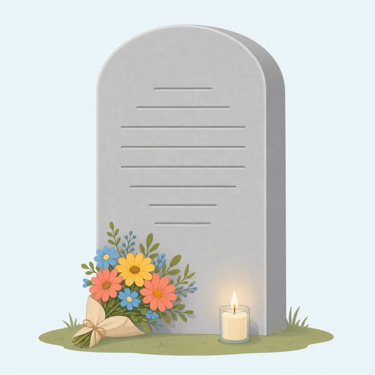 epitaph（墓碑銘・名詞）の覚え方イラスト — epitaph は epi-「上に」と taphos「墓」を手がかりに、「墓の上に記す言葉」と場面で覚えると定着しやすいです