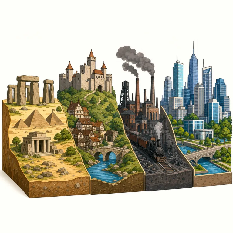 epoch（時代・名詞）の覚え方イラスト — epoch は「長い流れの中で、ひとまとまりの時代を切り出して見る語」と押さえると覚えやすいです