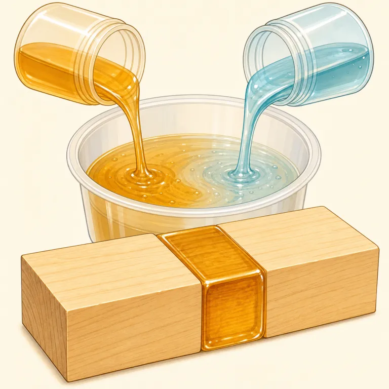epoxy（エポキシ樹脂・名詞）の覚え方イラスト — epoxy resin の resin が省略され、epoxy だけで「エポキシ樹脂」やその接着剤を指すと覚えましょう