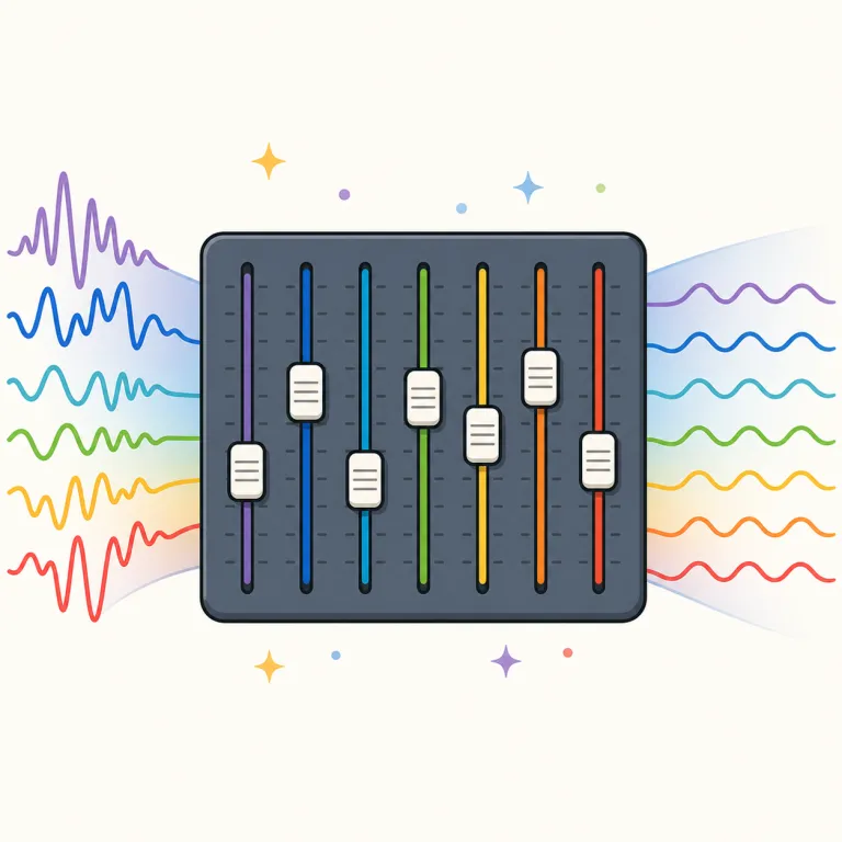 equalisation（イコライゼーション、周波数調整・noun）の覚え方イラスト