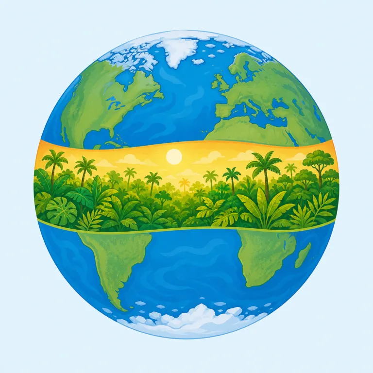 equatorial（赤道の・形容詞）の覚え方イラスト — equator を知っていれば、その形容詞版が equatorial です
