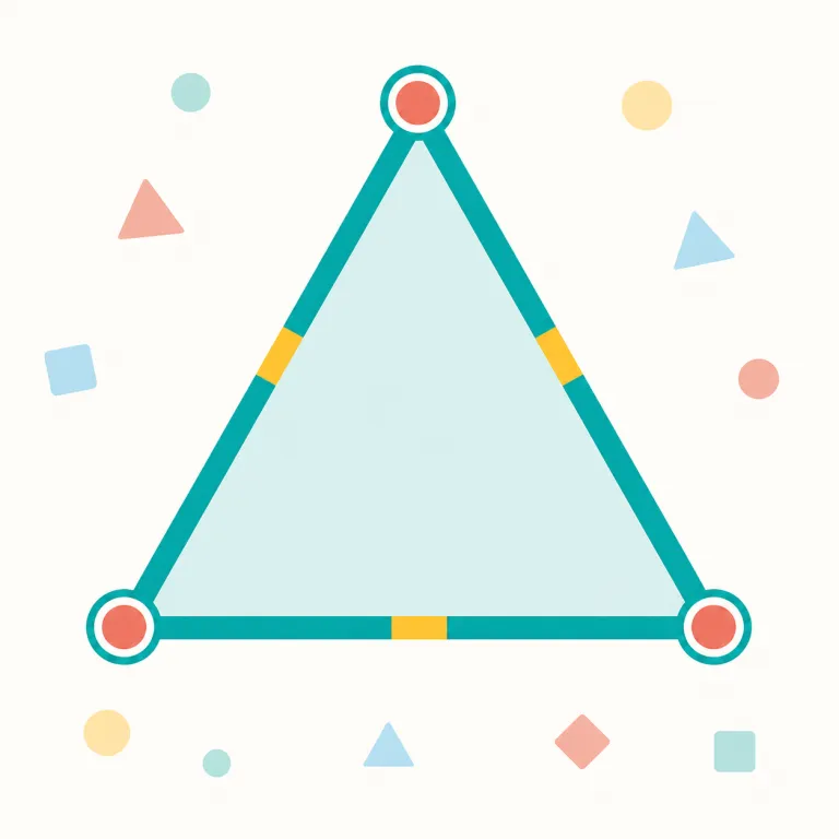equilateral（等辺の・形容詞）の覚え方イラスト — equal を見た瞬間に「等しい」、lateral / bilateral の lateral で「側・辺」を思い出すと、equilateral は parts の足し算で「…