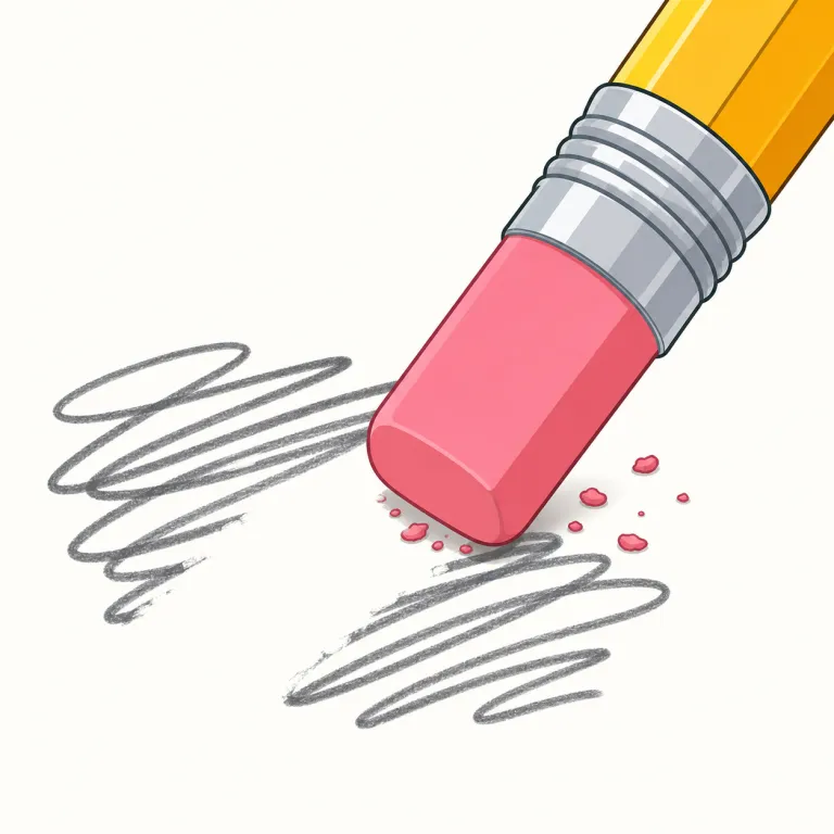 erase（消す・動詞）の覚え方イラスト — erase は eraser（消しゴム）とセットで覚えると定着しやすい語