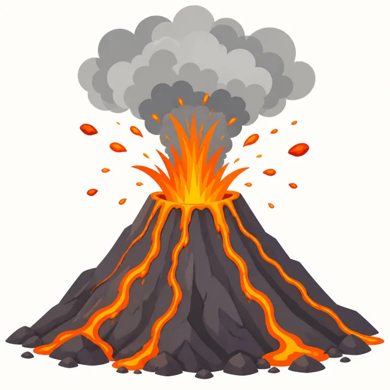 eruption（噴火・名詞）の覚え方イラスト — 「噴火」の eruption は、動詞 erupt「火山が噴き出す」と名詞化の -ion をセットで覚えるのが近道です