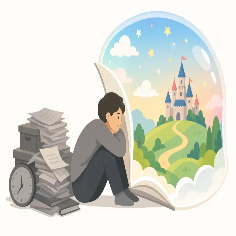escapism（現実逃避・名詞）の覚え方イラスト — escape を知っていれば中心はつかみやすい語です