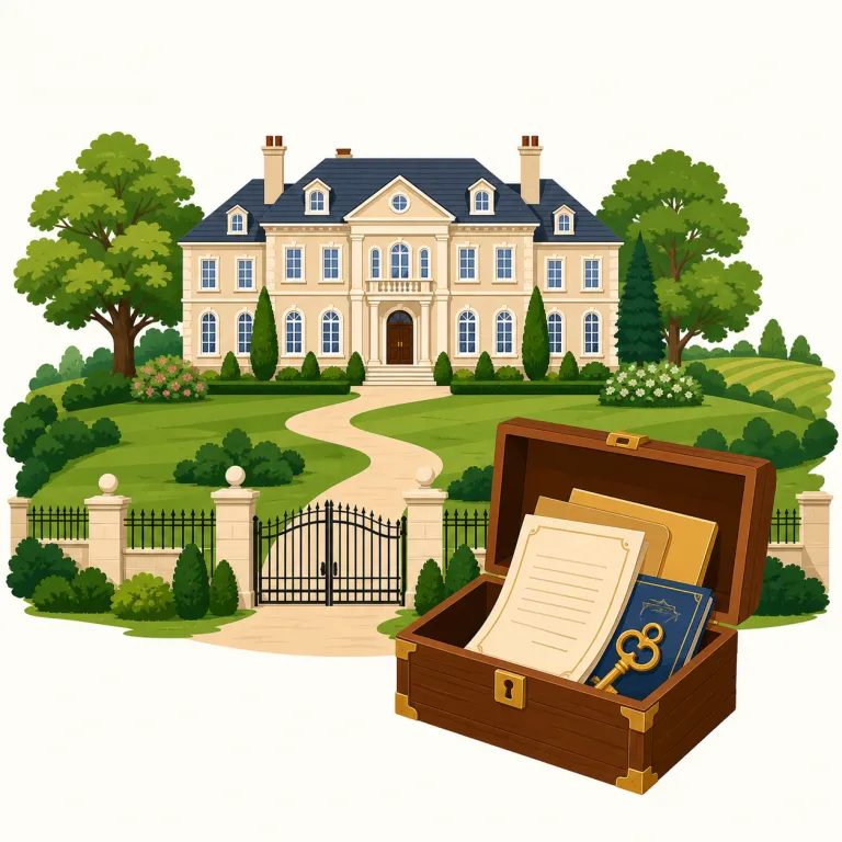 estate（財産、遺産、（広い）所有地・名詞）の覚え方イラスト — estate は state に形が近く、「ある人の持ち分や暮らしの土台が、ひとかたまりで載っているもの」を意識すると覚えやすいです