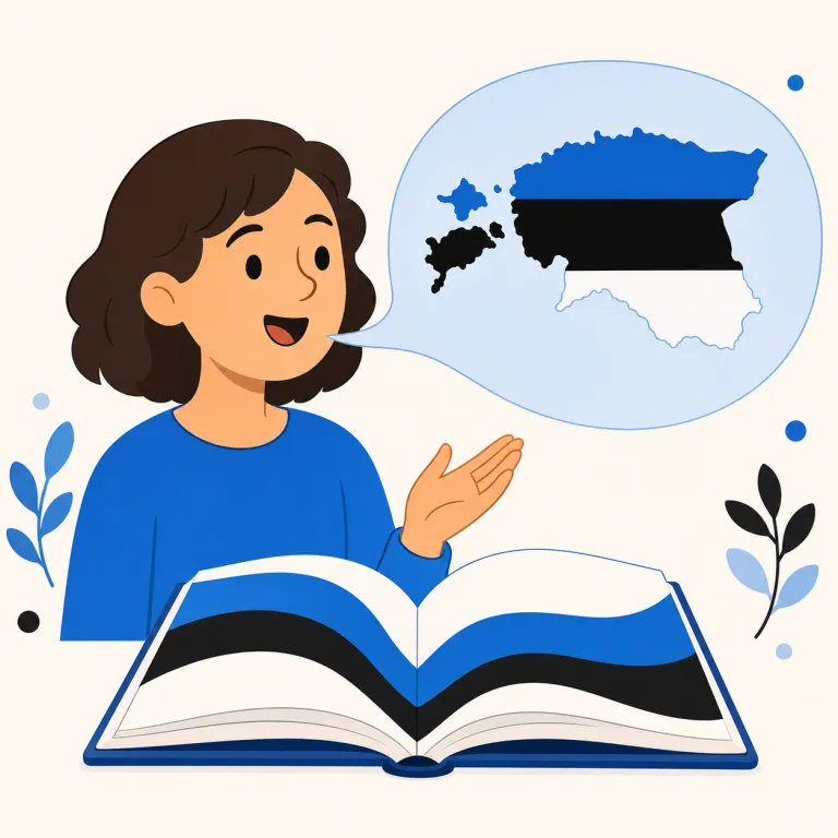 estonian（エストニアの・形容詞）の覚え方イラスト — Estonian はまず国名 Estonia を即座に思い出せるようにし、「国名＋-an でその国に関する形容詞・名詞になる」という型で覚えると定着しやすいです