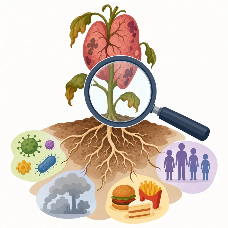 etiology（病因・名詞）の覚え方イラスト — 「-logy」は biology, psychology と同じで「学・論」