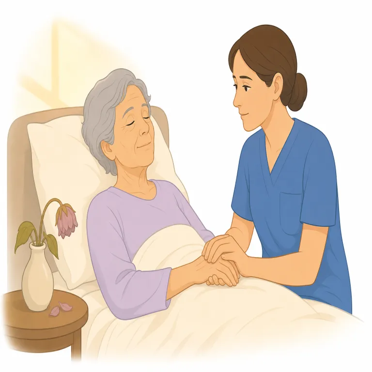 euthanasia（安楽死・名詞）の覚え方イラスト — 医療・倫理の話題で出る重い語として覚えると定着しやすいです
