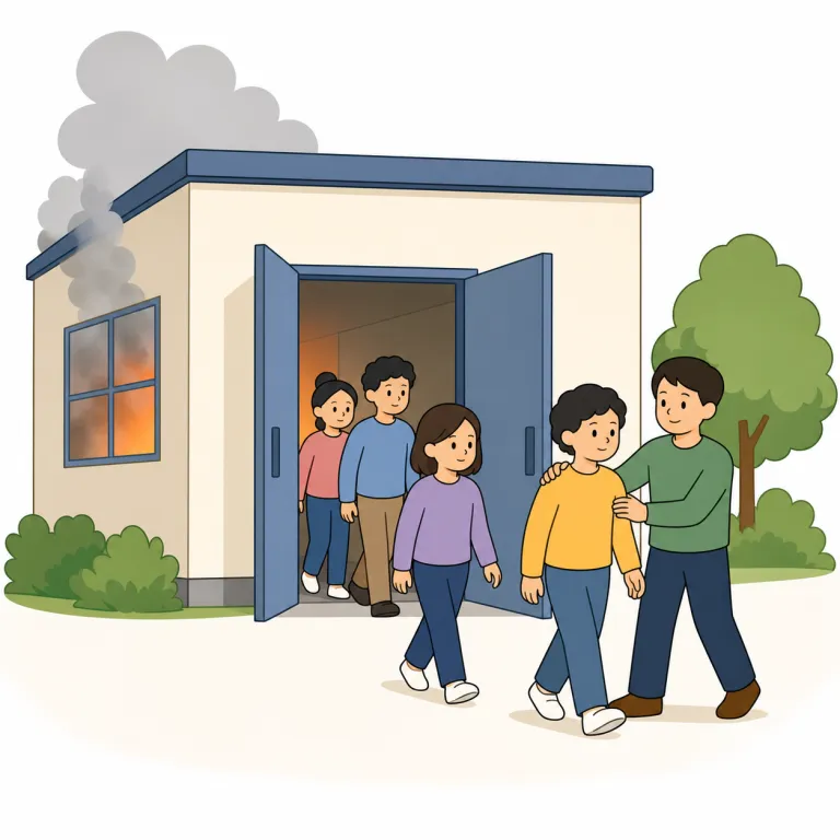 evacuate（避難させる・verb）の覚え方イラスト