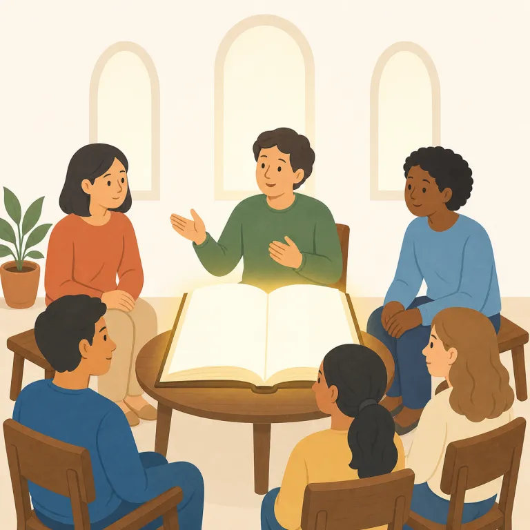 evangelical（福音派の・形容詞）の覚え方イラスト — evangelical は evangelist（伝道者）や evangelism（布教）と同じ語族で覚えると定着しやすいです