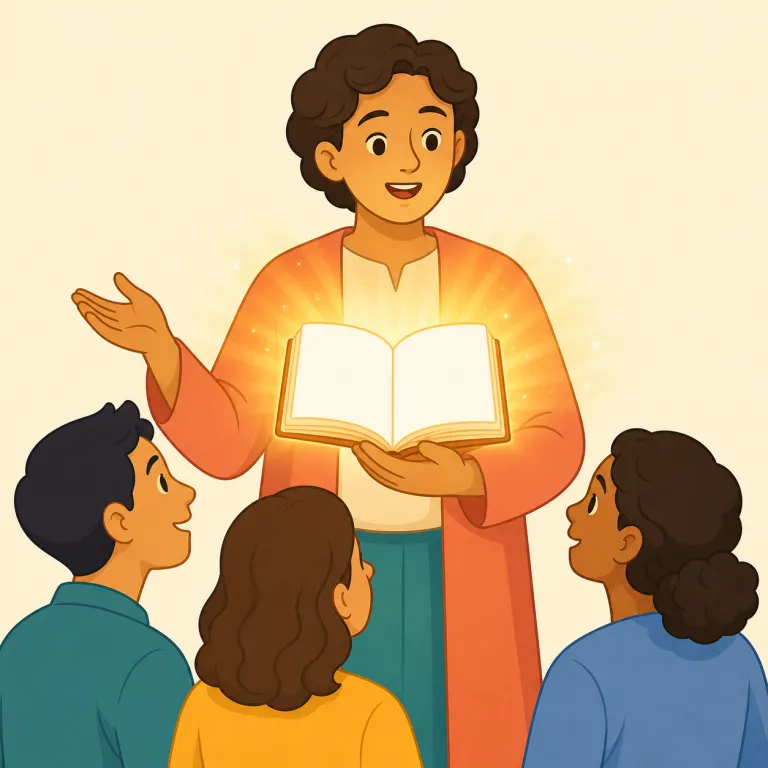 evangelist（伝道者・名詞）の覚え方イラスト — まず語尾の -ist で「その立場の人」