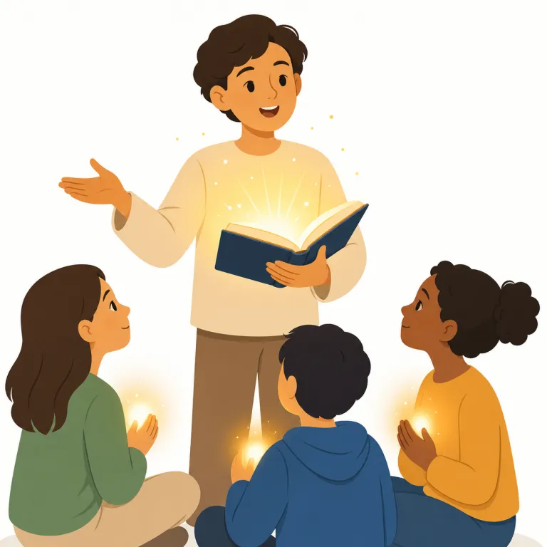 evangelize（伝道する・動詞）の覚え方イラスト — evangelize は preach より一歩進んで、「福音を広め、相手を信仰へ導こうとする」感じで覚えると残ります