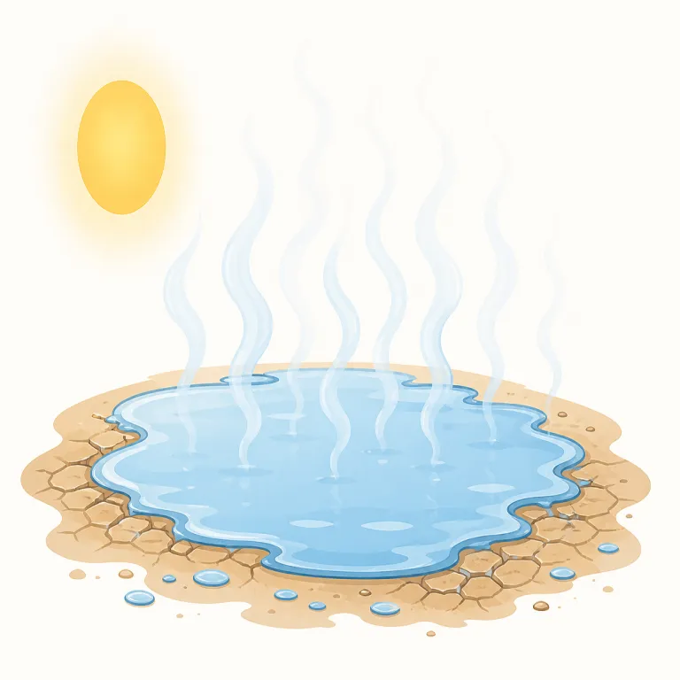 evaporate（蒸発する・動詞）の覚え方イラスト — vapor（蒸気）が語の中心