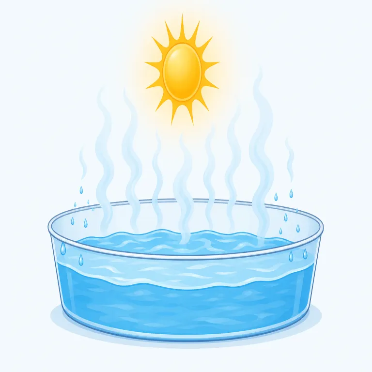 evaporative（蒸発性の・形容詞）の覚え方イラスト — vapor が「蒸気」、evaporation が「蒸発」だと分かれば、evaporative はその形容詞版だと整理できます