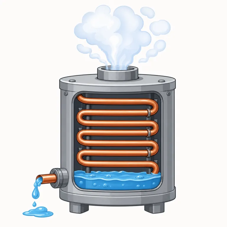 evaporator（蒸発器・名詞）の覚え方イラスト — まず evaporate「蒸発する」を知っていると取りやすい語です