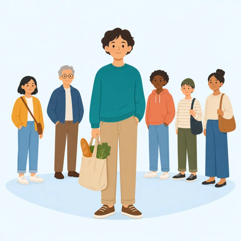 everyman（一般人・名詞）の覚え方イラスト — every + man で、「特別な誰か」ではなく「どこにでもいる人」とつかむと覚えやすいです