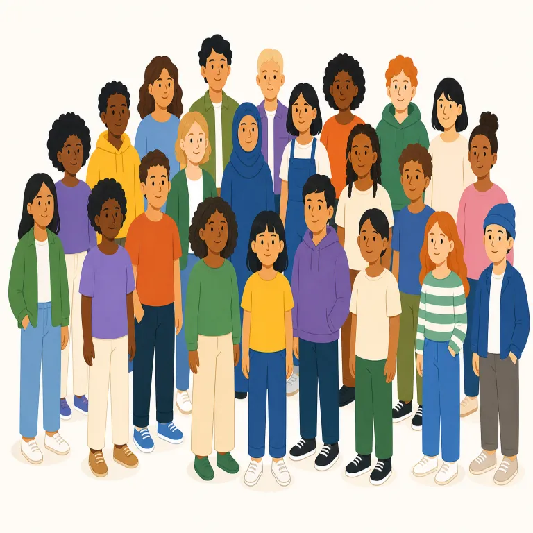everyone（みんな・代名詞）の覚え方イラスト — everyone は every + one と見て、「全体をぼんやり指す」のではなく「一人ひとりを残さず全部まとめる」語だと意識すると定着します
