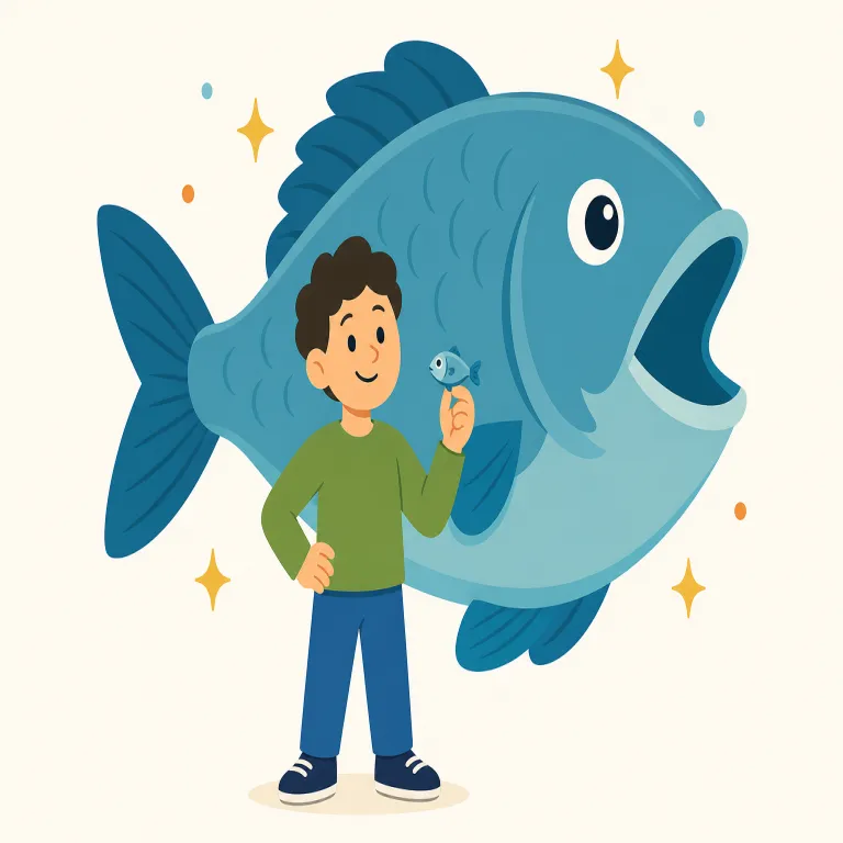 exaggeration（誇張・名詞）の覚え方イラスト — このエントリでは exaggeration を、単に「大げさに言うこと」ではなく、表現上の効果として用いられる「誇張」として覚える