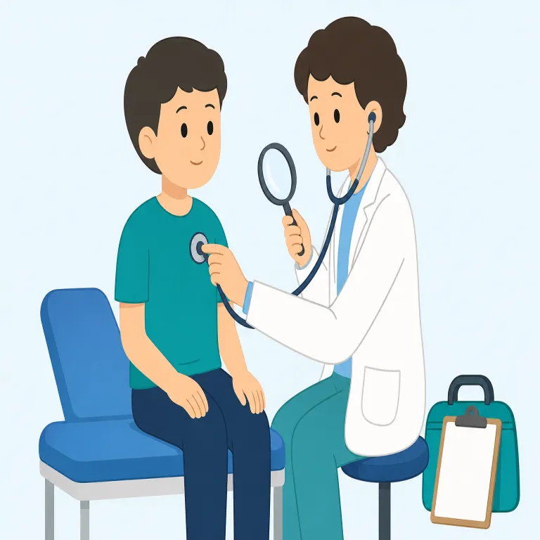 examination（試験・名詞）の覚え方イラスト — examination は examine（詳しく調べる）を土台にすると覚えやすい語