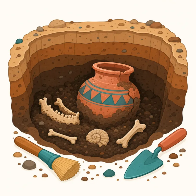 excavated（発掘された・adjective）の覚え方イラスト