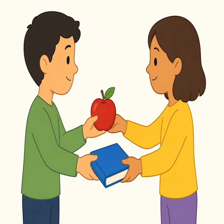 exchange（交換する・動詞）の覚え方イラスト — change を知っていれば核は「変える」
