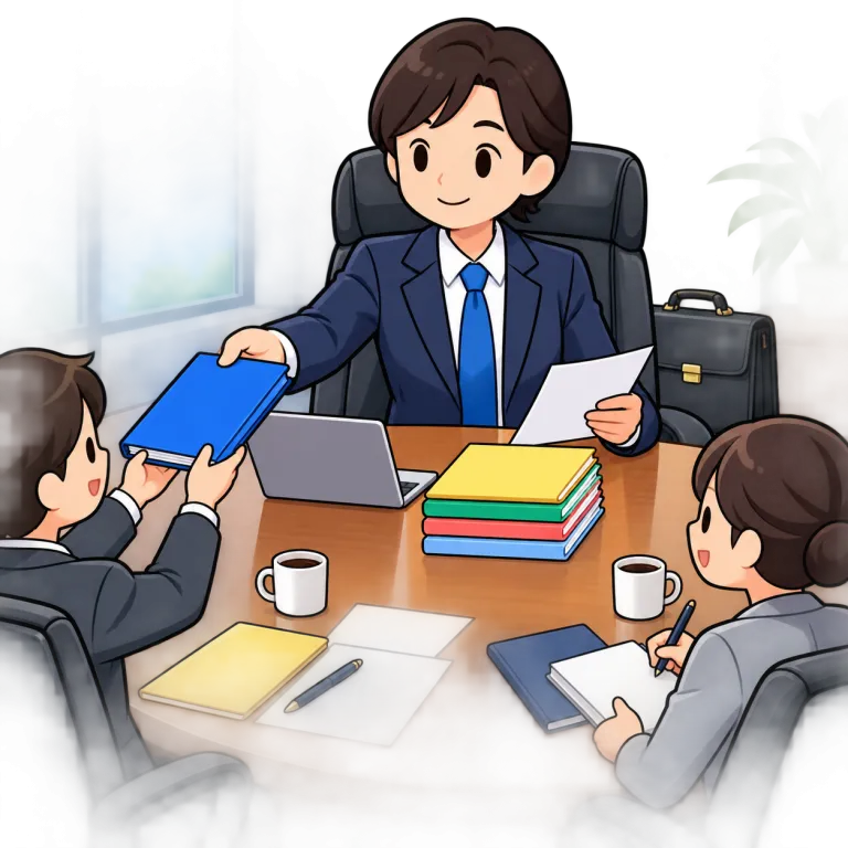 executive（管理職の・adjective）の覚え方イラスト