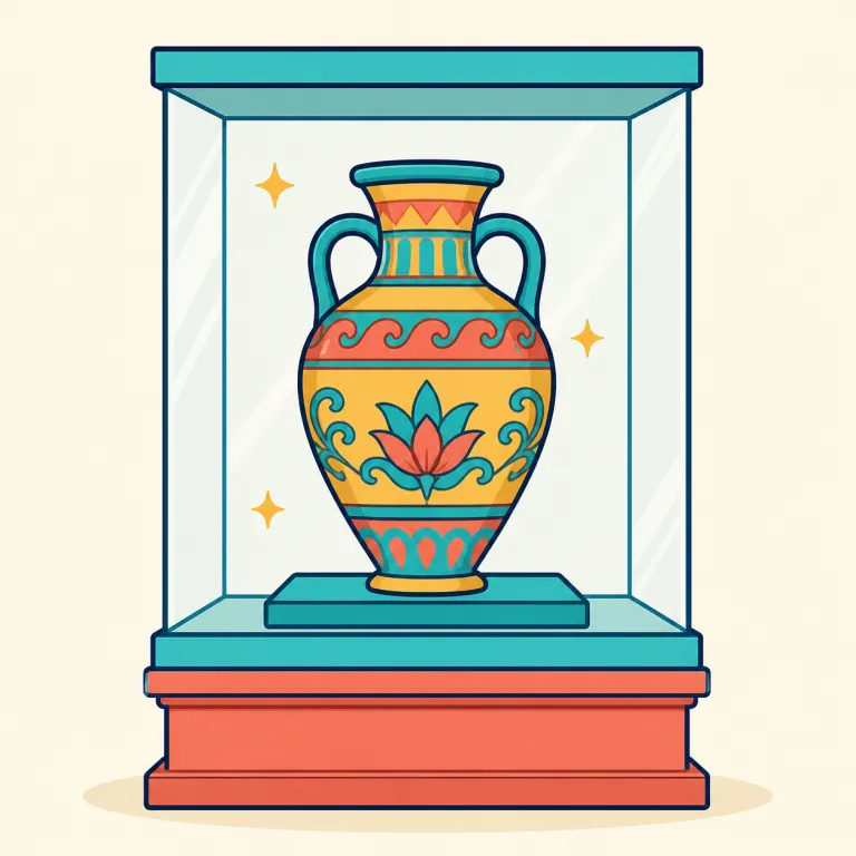 exhibit（展示品・noun）の覚え方イラスト