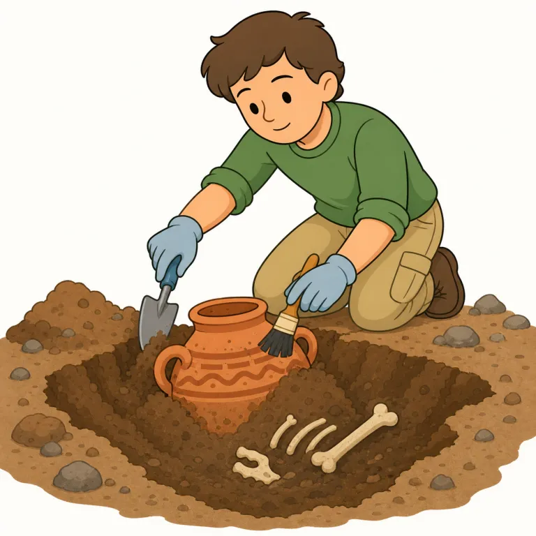 exhume（（遺体を）掘り起こす・動詞）の覚え方イラスト — `exhume` は `ex-`「外へ」+ 土に関係する語根から、「地中から外へ出す」と考えると入りやすい