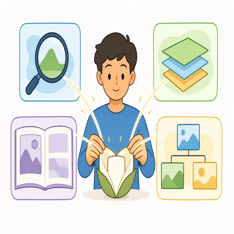 expand on（詳しく述べる・句動詞）の覚え方イラスト — expand は「広げる」