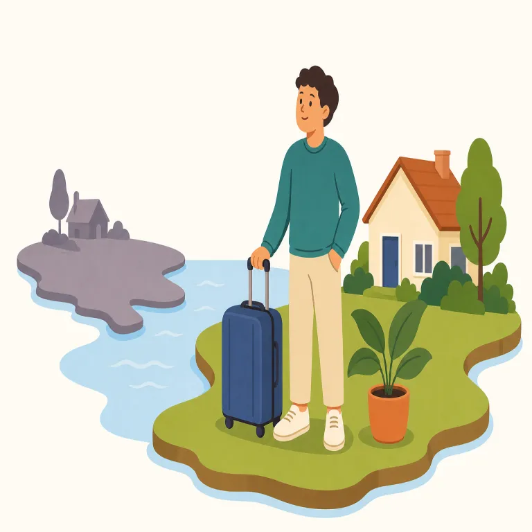 expatriate（海外在住者・名詞）の覚え方イラスト — ex- は ex-president のように「元〜・外へ」、patri- は patriot / patriotic / repatriate と同じ仲間だとまとめて覚える…