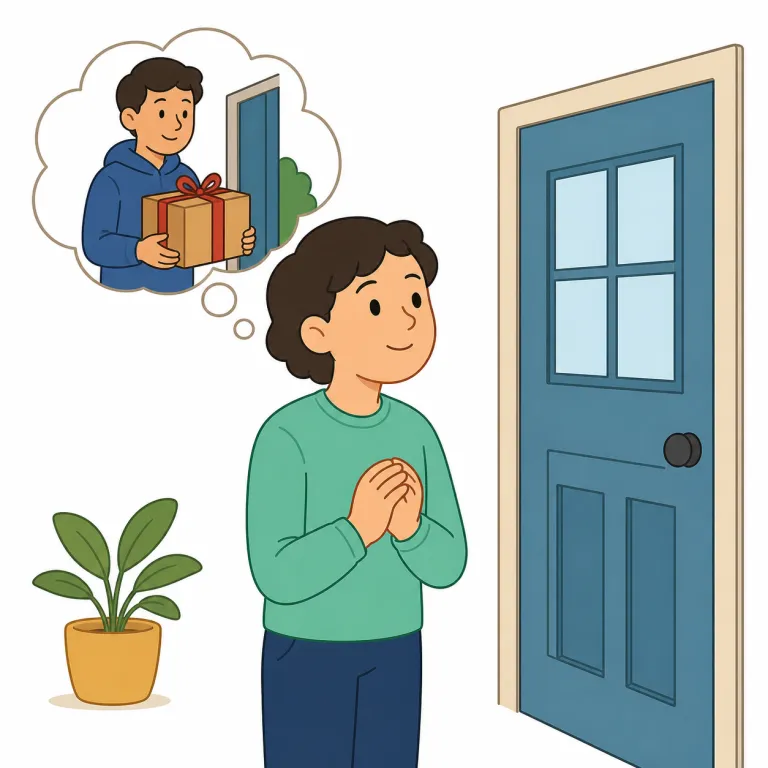 expect（予期する・動詞）の覚え方イラスト — この「予期する」の expect は、うれしい結果を望むというより、証拠や状況から「そうなるだろう」と見込む意味で覚える