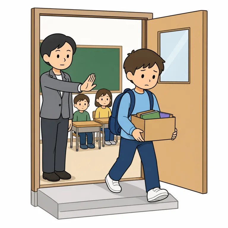 expel（退学させる・verb）の覚え方イラスト