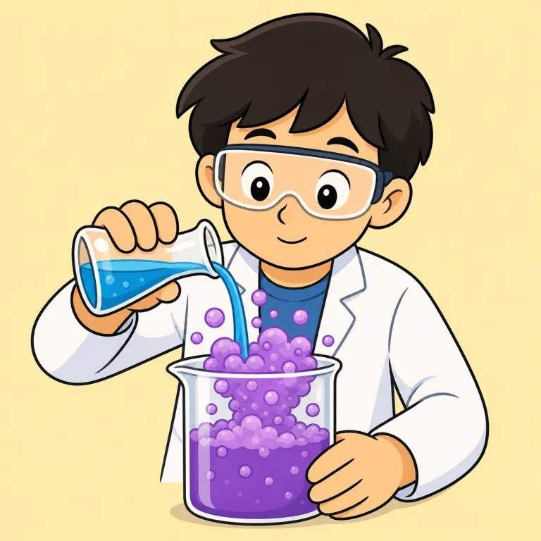experiment（実験する、試す・verb）の覚え方イラスト