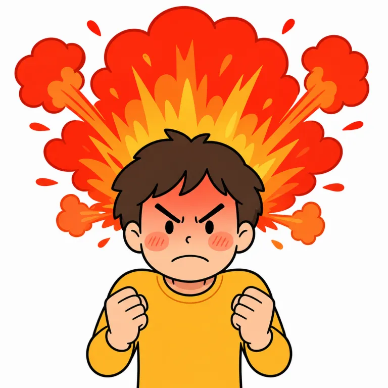 explode（激怒する・verb）の覚え方イラスト
