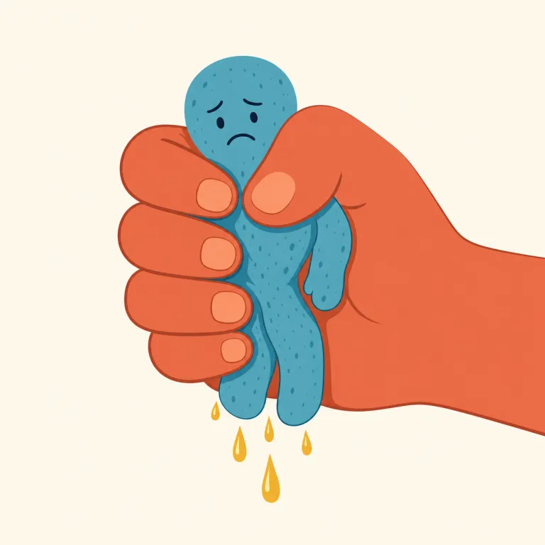 exploitative（搾取的な・形容詞）の覚え方イラスト — このエントリでは exploitative を、社会制度・契約・労働条件などを評する硬めの語「搾取的な」として覚えます