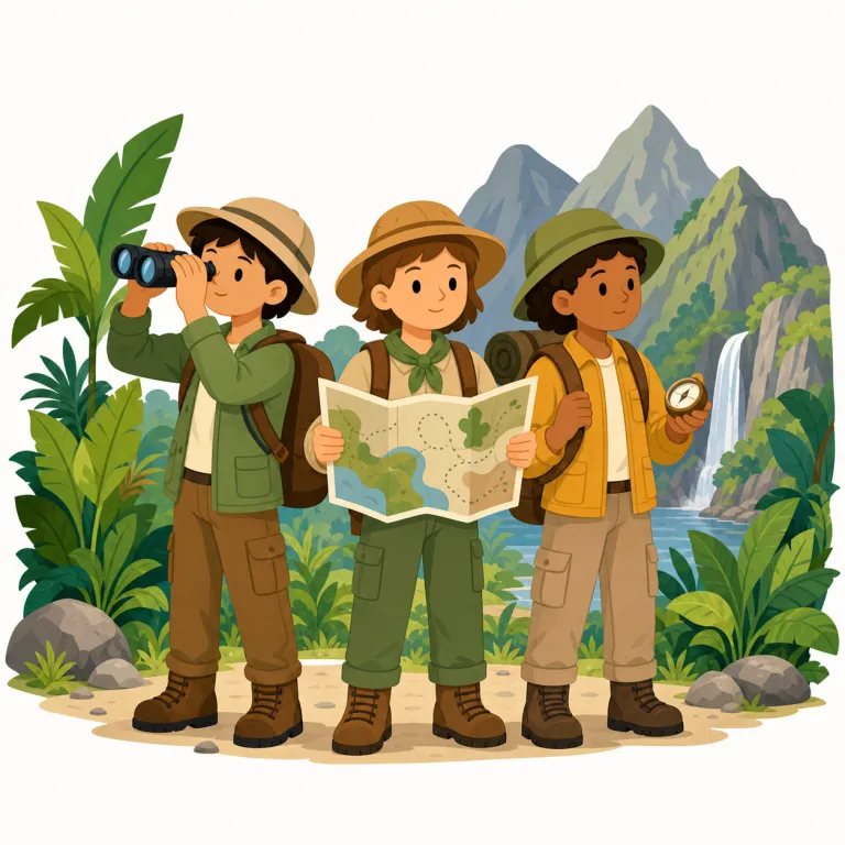 explorers（探検家・名詞）の覚え方イラスト — explore は「未知の場所を調べる」という動詞で、そこに「する人」を表す -er が付くと explorer、複数で explorers です