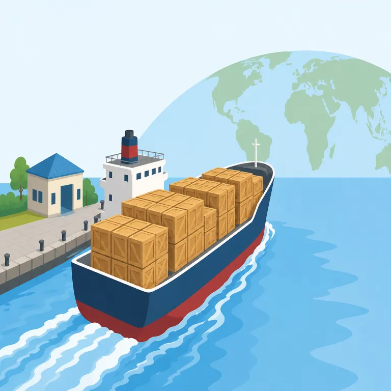 exportation（輸出・名詞）の覚え方イラスト — まず基礎語 export を確実に軸に置く
