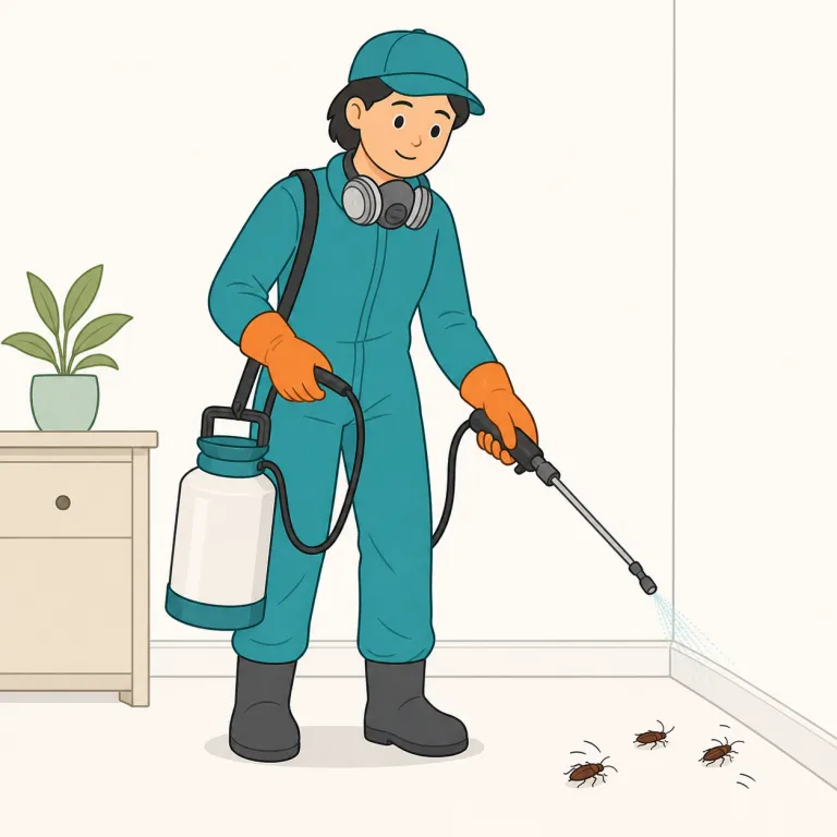 exterminator（害虫・害獣駆除業者・名詞）の覚え方イラスト — terminate（終わらせる）を知っていると覚えやすい語